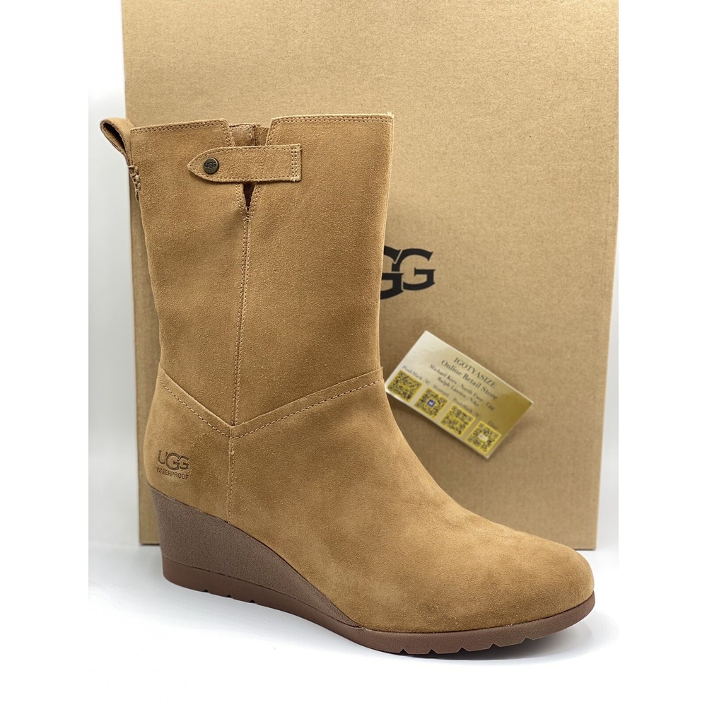 UGG Potrero Wedge Boots 11 Brown Suede Snow Boot - NWOB